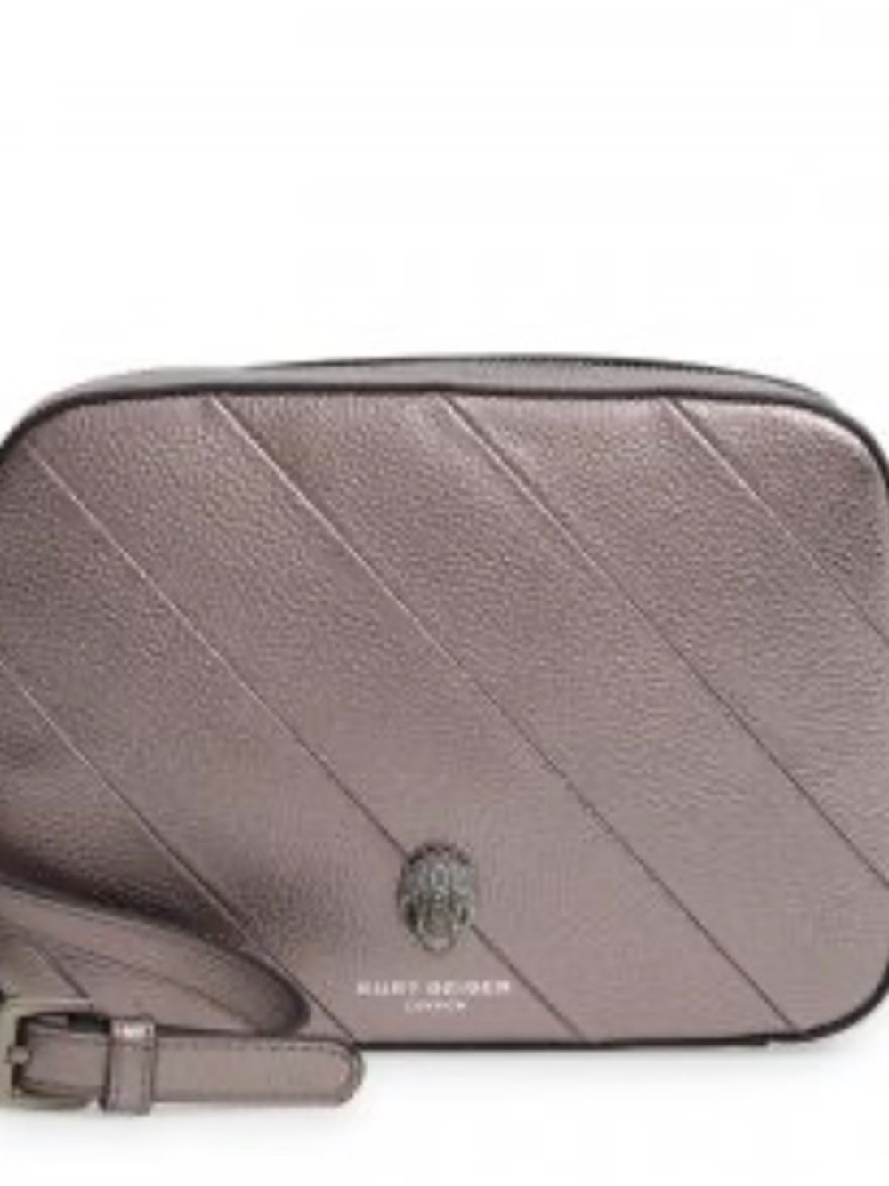 Kurt Geiger Metallic Taupe Quilted Crossbody Camera Bag